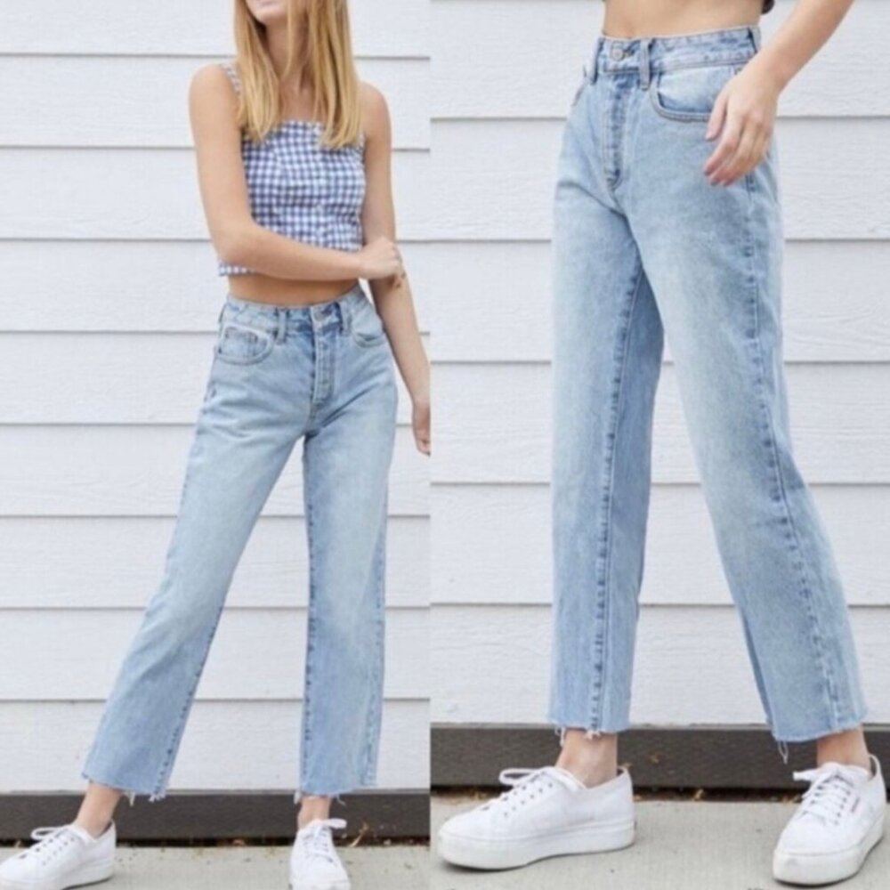 Zara Light Blue Straight-Leg Jeans